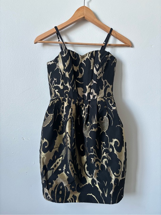H&M Dresses & Skirts - H&M Strap Mini Dress in Black and Gold Jacquard